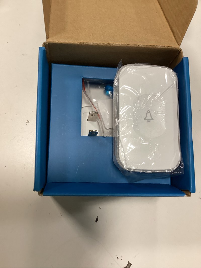 Condition photo showing New/Like New for wireless doorbell 1200 feet waterproof doorbells for home with 36 melodies 4 volume levels, flash led light (1 receiver&1 touch button white) 1 receiver 1 button