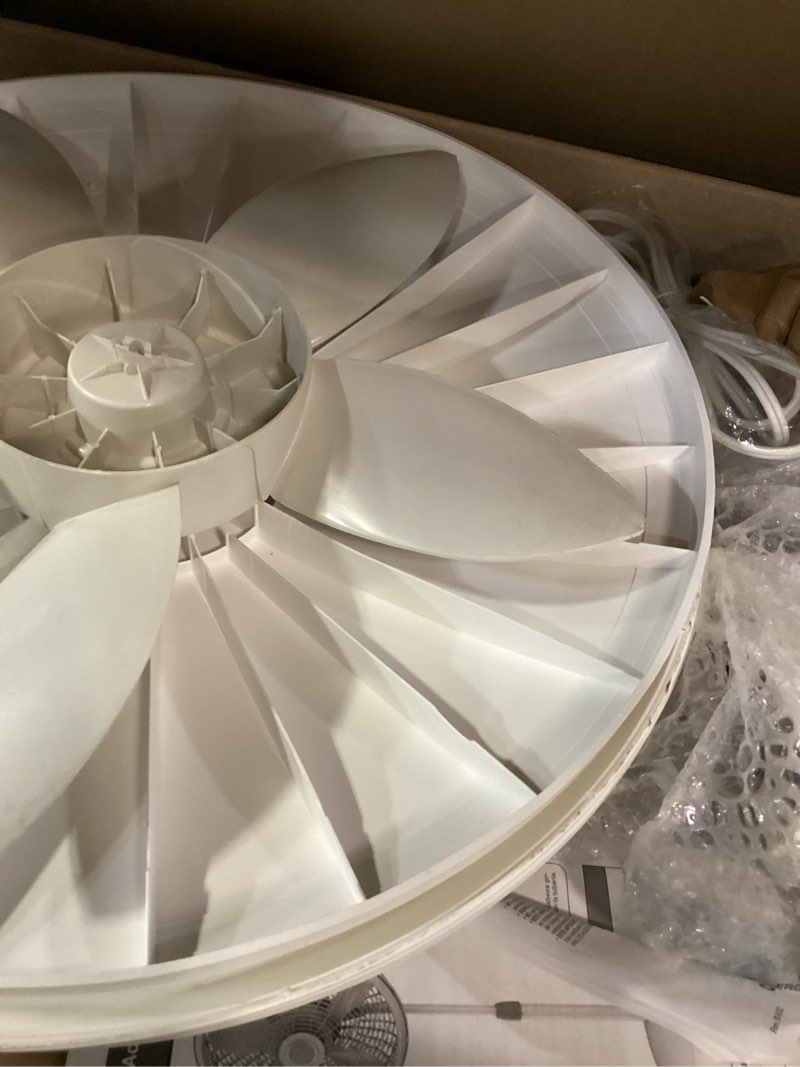 Condition photo showing As Is for lasko oscillating pedestal fan - lasko fan with adjustable height and 3 cooling speeds, portable, 18", white, 1820