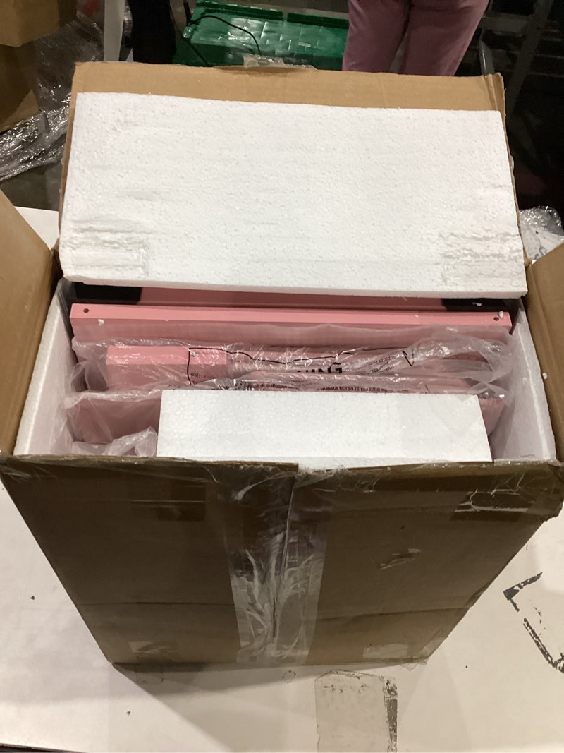 Condition photo showing As Is for Yoobure Nightstand with Charging Station, LED Night Stand with Fabric Drawers and Storage Shelf for Bedroom, Nightstands Bedside Tables with USB Ports & Outlets, Small Night Stands, Bed Side Table Pink