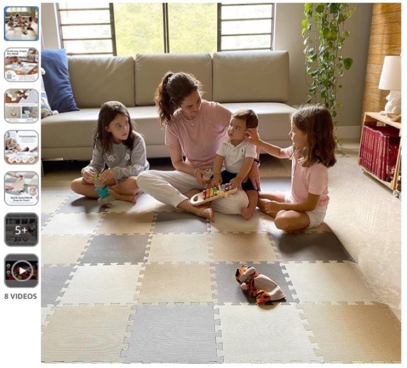 VEVOR 36 Tiles Kids Play Mat, 0.4 Inch Toddler Play Mat with EVA Foam, 12" x 12" Puzzle Play Mat wit