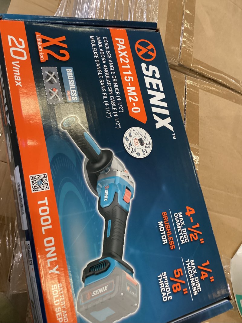 Condition photo showing New/Like New for senix x2 4.5-in 20-volt sliding switch brushless cordless angle grinder (battery and charger not included)