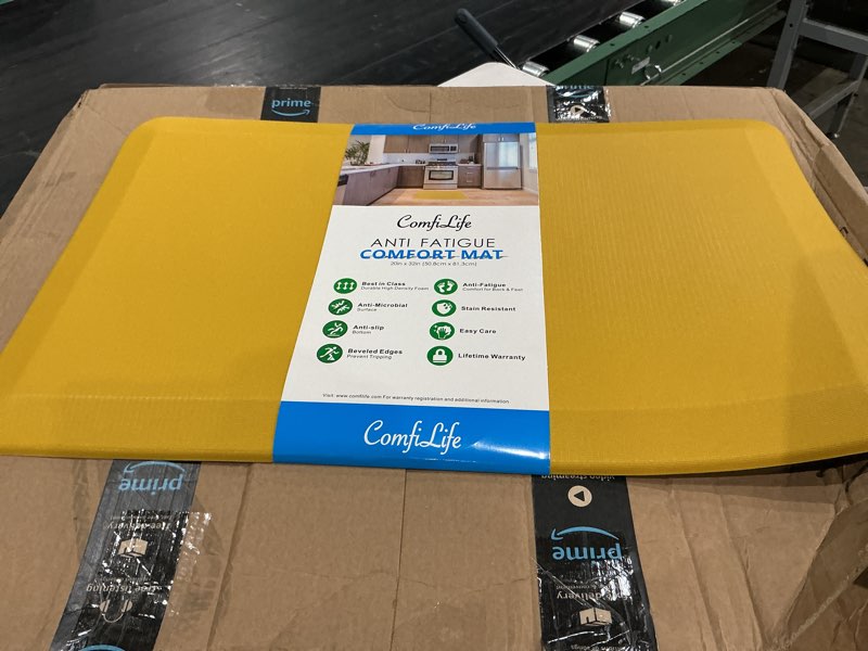Condition photo showing Good Condition for comfilife anti fatigue floor mat – 3/4 inch thick kitchen mats for floor, standing desk mat, kitchen rug – comfort at home, office – durable – stain resistant – non-slip bottom (20" x 32", mustard) 20" x 32" mustard