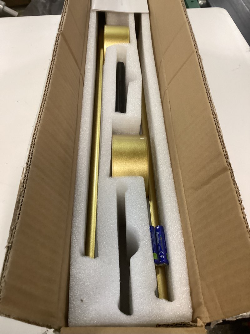 Condition photo showing Good Condition for Battery Operated Modern Wall Sconces,Dimmable Wireless Wall Light Set of Two with Remote Control,3 Color Temperatures,Rechargeable LED Wall Sconce for Bedroom,Living Room,Hallway,23.6 Inch, Gold