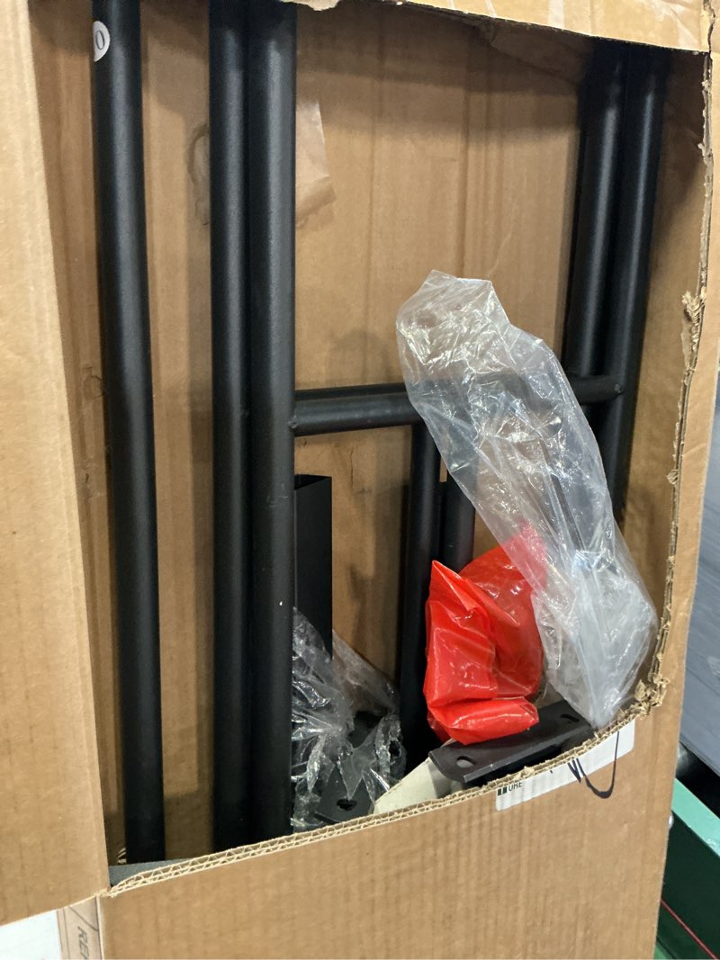 Condition photo showing As Is for novilla queen bed frame with headboard and footboard, 14 inch metal platform bed frame queen size, large storage space, heavy duty slats support, mattress foundation no box spring needed classic queen dark black