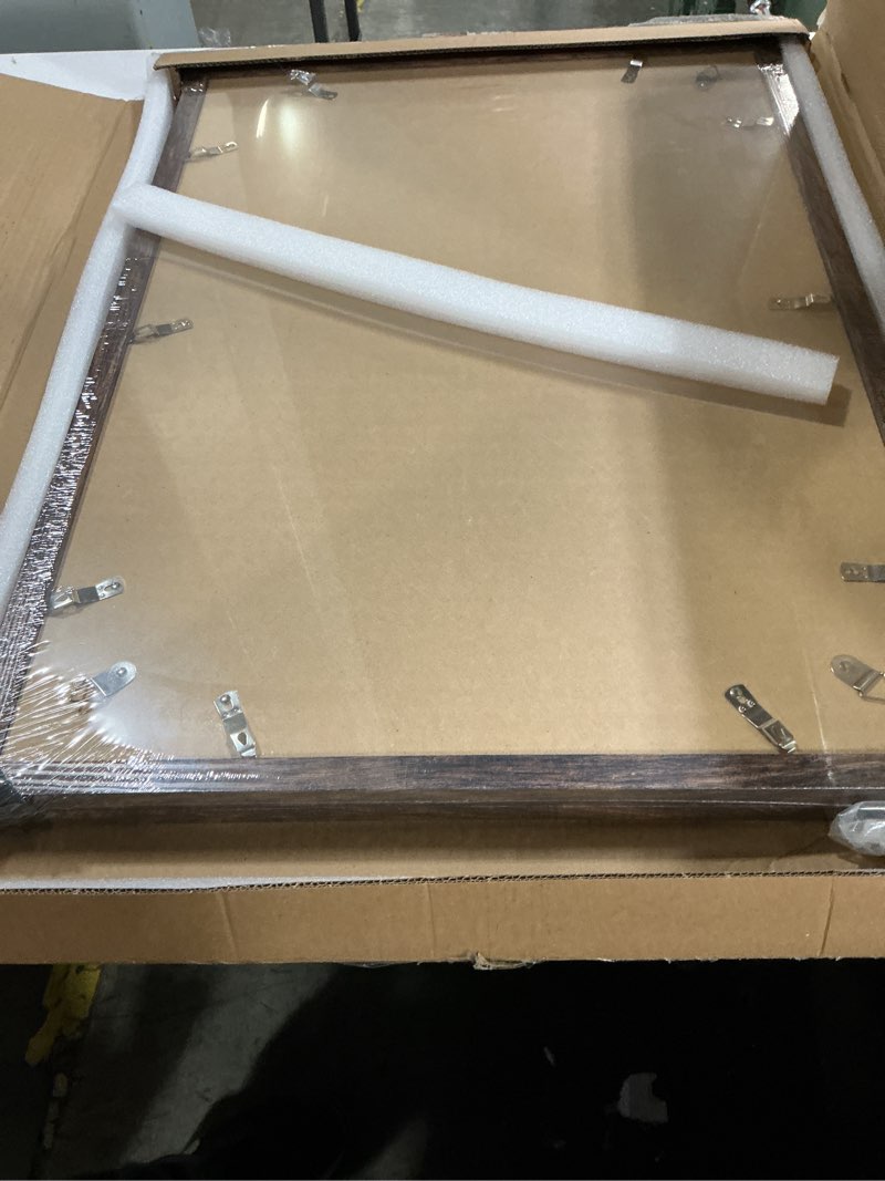 Condition photo showing New/Like New for 20x28 Picture Frame Set of 2, Rustic Black Wood Style - Display 16x24 Picture with Mat or 20 x 28 Poster without Mat, Wall Mounting Horizontal and Vertical Rustic Brown 20x28 in