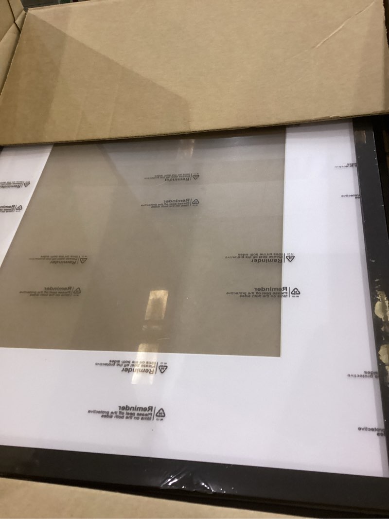 Condition photo showing New/Like New for 100% Solid Wood 16x20 Picture Frame Set of 2, Black Frame Display Photo 11 x 14 with Mat or 16 x 20 without Mat, 16by20 HQ Matte Black Frame for Wall - 2 Pack/Black/16 x20 2 16x20