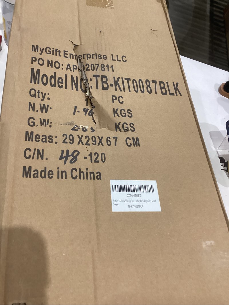 Condition photo showing Good Condition for MyGift 24-Hook Rustic Black Iron Coffee Mug Holder, Tea Cup Display Stand, Drinking Glasses Baby Bottle Drying Rack Stand