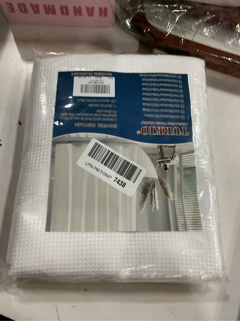 Condition photo showing New/Like New for TURKIO White Waffle Shower Curtain, Waffle Weave Striped Shower Curtain Hotel Luxury White Fabric Shower Curtains for Bathroom 72"W x 72"L (Pack of 1) White