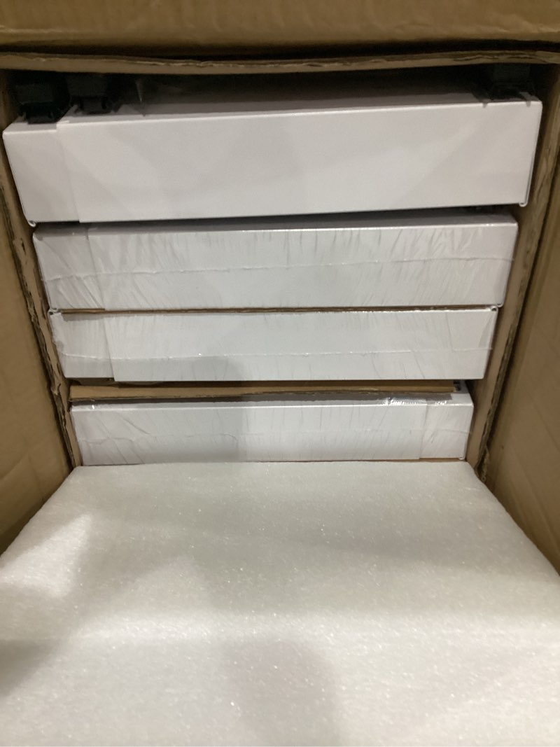 Condition photo showing New/Like New for 4 Pack Expandable Pull Out Cabinet Organizer 21"Deep With Raising Pad for Framed Cabinets,Upgrade 3 Slide Rails Slide Out Drawers,No Drill Roll Out Shelves,Adjustable Width 12.1"-20.4" White White 21"D x 12.1"-20.4"W(4Pack)