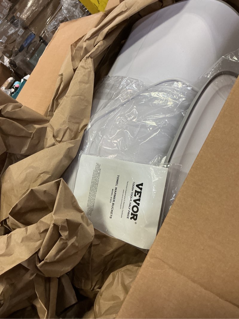 Condition photo showing As Is for VEVOR Towel Warmers for Bathroom, 35 L Towel Warmer Bucket?Towel Dryer with Auto Shut Off for Spa Fits up to 6 Oversized Towels, Blankets, Clothes, Bathrobes, PJ's and More 35L - Drying Mode White