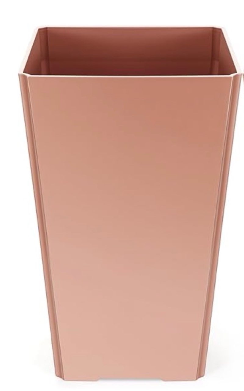 set of 1 15.75 inch large taper planters outdoor indoor tall resin flower pots with drainage holes modern for front door patio backyard plants (gold pink)(1 piece only) 