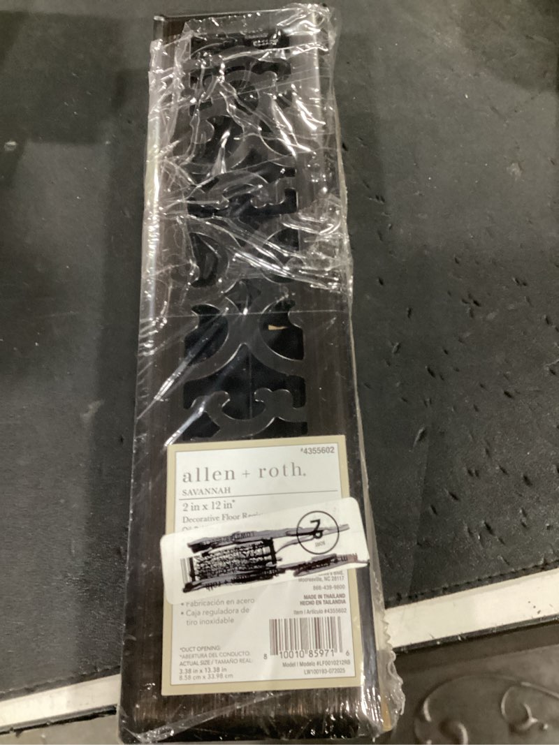 Condition photo showing Good Condition for allen + roth 2-in x 12-in maximum airflow steel oil-rubbed bronze floor register