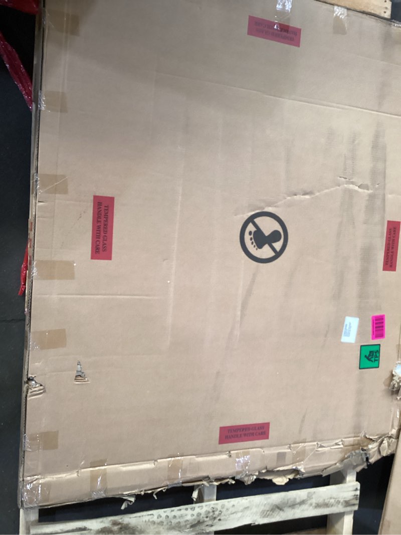 Condition photo showing As Is for Lorell Tempered Glass Chairmat, 44" Width x 50" Depth x 0.25" Thickness, Clear, 1 Each Rectangular 44" x 50"