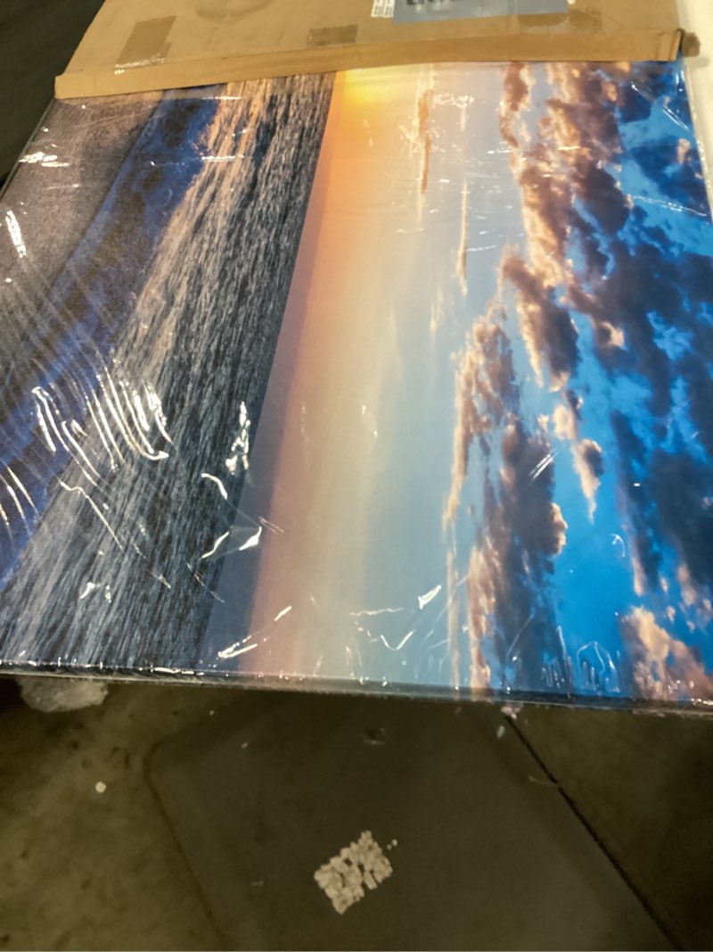 Condition photo showing Good Condition for hyidecorart Wall Art Moon Sea Blue Ocean Landscape Paintings Bedroom Canvas Art Print Wall Art for Living Room Paintings for Wall Decor and Home Decor (24 x 48inch x 1pcs) 48"L x 24"W Blue