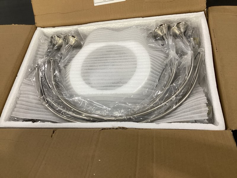 Condition photo showing New/Like New for Nickel Sputnik Chandelier 8-Light Globe Pendant Light 38.5” Modern Sputnik Light Fixture with Milk Glass Globe Shade Dimmable Chandelier for Bedroom Kitchen Living Room(G9 Bulb & Remote Incl.) Opal Nickel 38.5 in (8-Light)