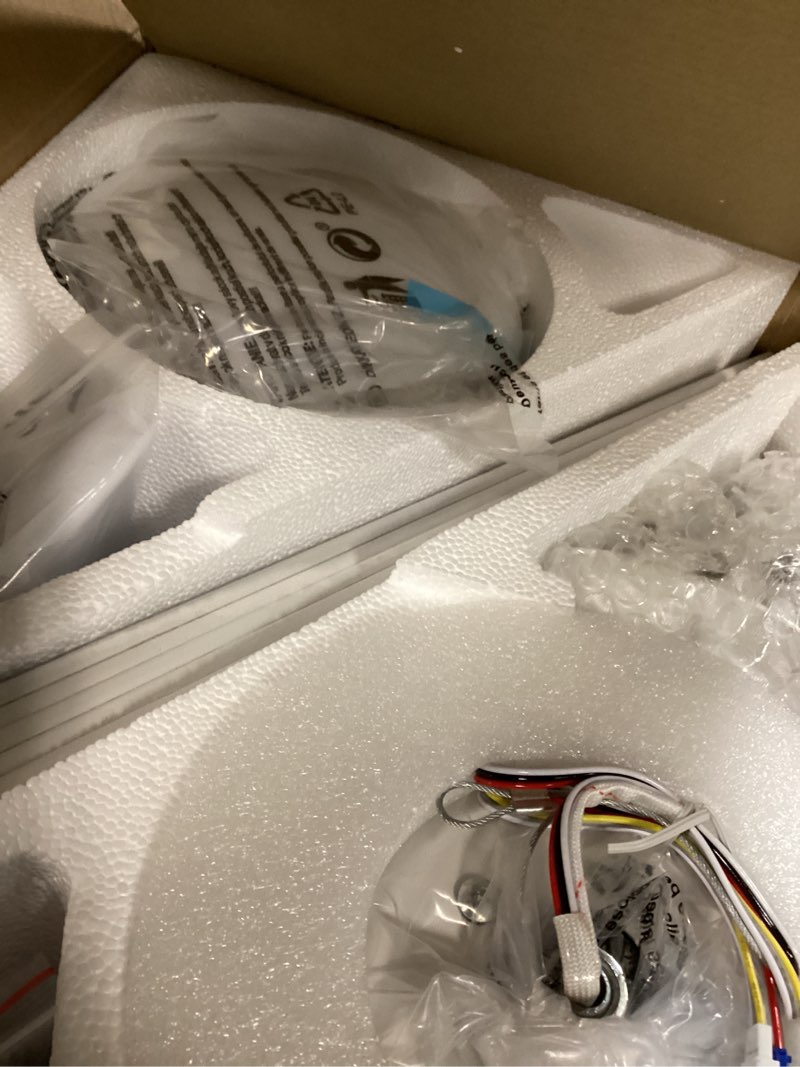Condition photo showing New/Like New for ceiling fans with lights and remote, 48 inch ceiling fan with light, low profile, reversible, dimmable led, flush mount, quiet, dc motor, white ceiling fan for bedroom, kitchen, dining room white 48 inch
