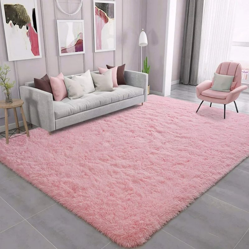 noahas soft fluffy area rug for living room bedroom shaggy accent carpets for kids girls rooms pink,
