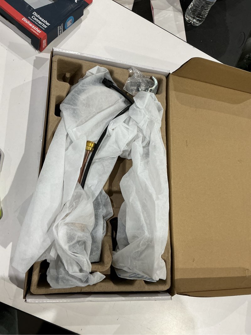 Condition photo showing As Is for kohler premise matte black widespread 2-handle watersense mid-arc residential handle bathroom sink faucet with drain