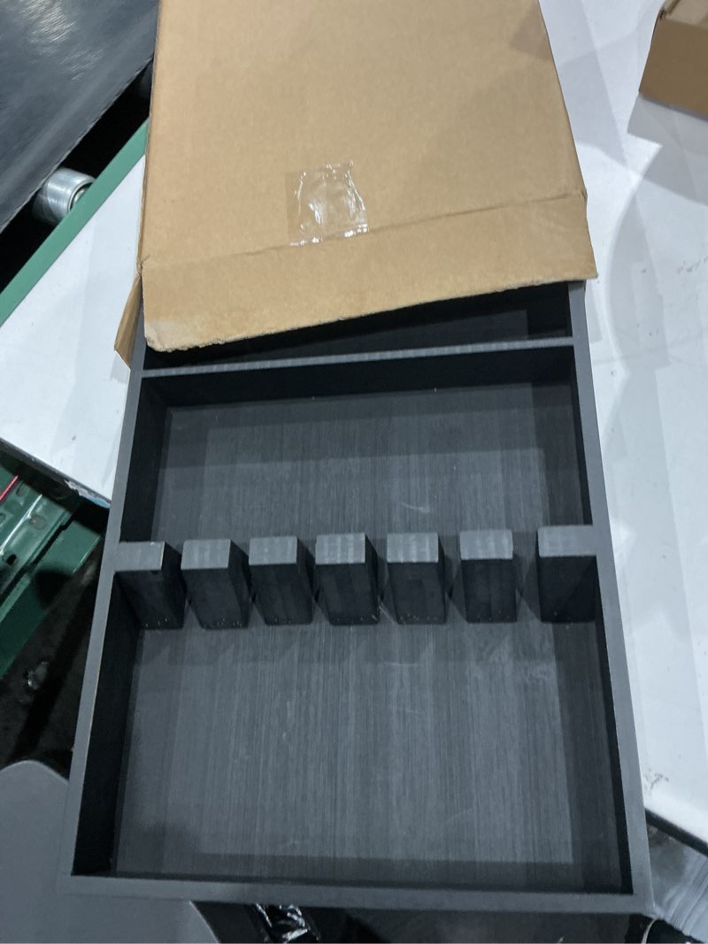 Condition photo showing Good Condition for yofidra pure bamboo silverware drawer organizer: 16.5 inch large silverware utensil tray holder, 3-compartment with 6 card slots kitchen flatware organizer home essentials, 2024 new upgrade black 16.53?? x 10.3??