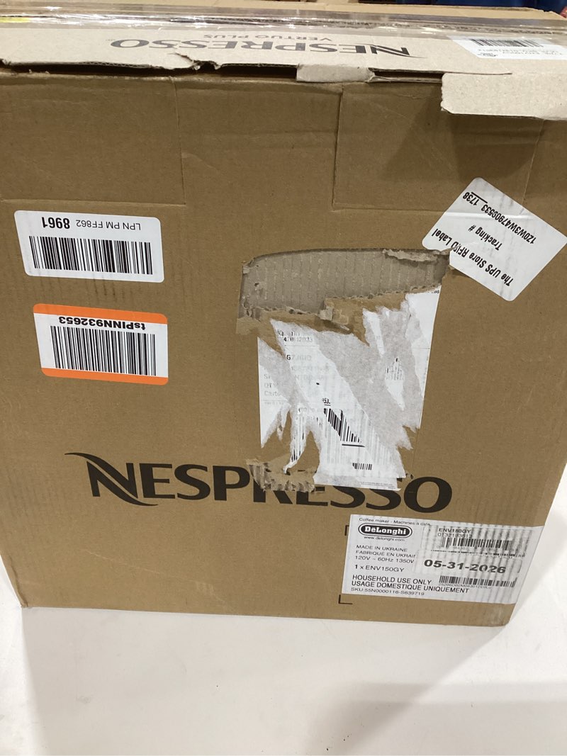 Condition photo showing As Is for De'Longhi Nespresso Vertuo Plus Coffee and Espresso Maker by De'Longhi, Grey Machine Only Gray