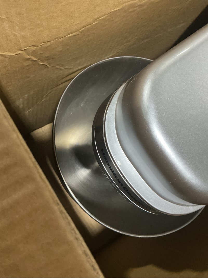 Condition photo showing As Is for Hamilton Beach Electric Stand Mixer, 4 Quarts, Dough Hook, Flat Beater Attachments, Splash Guard 7 Speeds with Whisk, Silver Silver 7 Speeds with Whisk