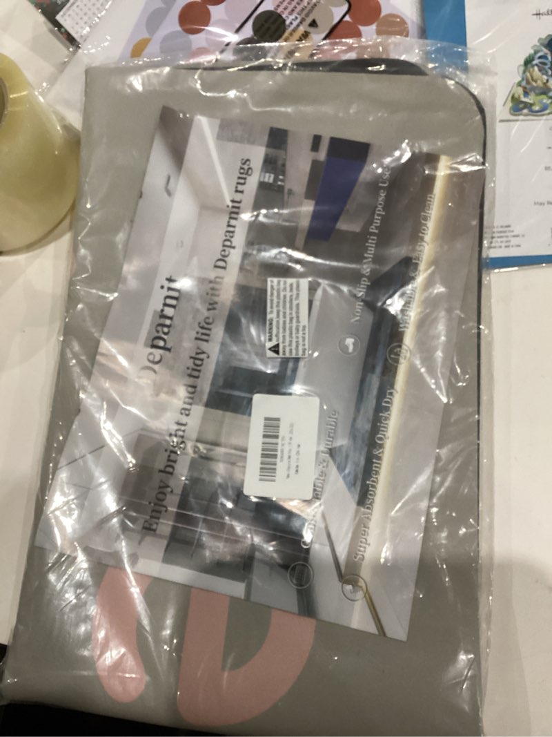 Condition photo showing New/Like New for Bath Mat, Bathroom Mat Rugs Super Absorbent Shower Mats Non Slip Quick Dry Thin Rubber Mats for Bathroom Floor Fit Under Door, Shower Rug for Bathtub, Shower, Beige Rectangle Pink-grey 2'8" x 1'8" (Rectangular)