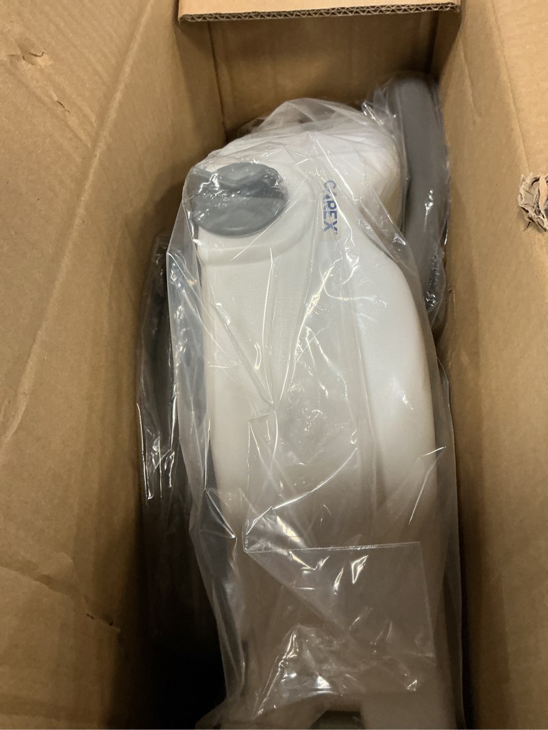 Condition photo showing Good Condition for Carex E-Z Lock Raised Toilet Seat with Handles - 4.5 Inch Toilet Seat Riser with Arms, Toilet Riser Fits Most Toilets, Elongated or Round, Toilet Seat Lifter, White