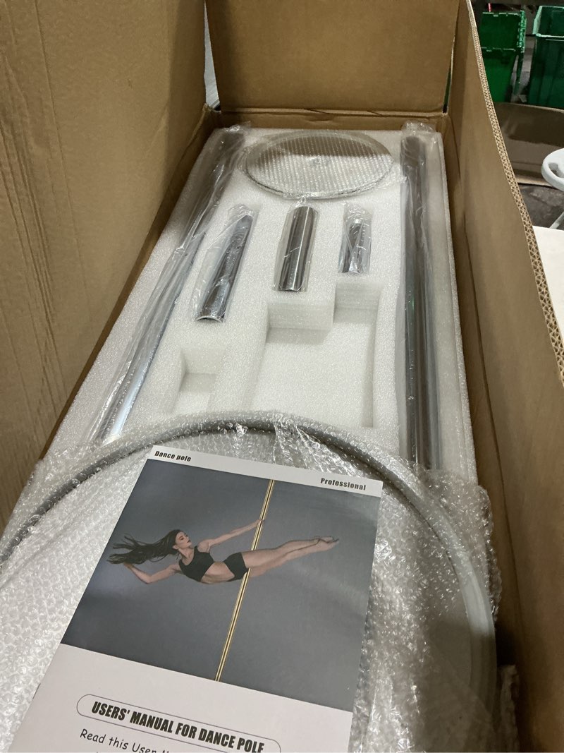 Condition photo showing Good Condition for prior fitness premium dance pole removable 45mm spinning & static dancing pole heavy-duty steel pole dancing pole, adjustable height professional grade excellent for home exercise club gym silver