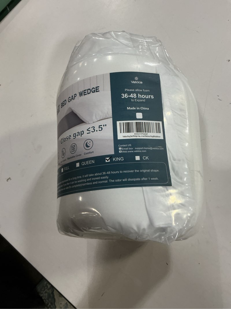 Condition photo showing New/Like New for Vekkia King Bed Wedge Gap Filler Pillow/Mattress Wedge Gap Filler/Headboard Pillow/Bed Gap Filler to Close Gap (0-3.5") Between Headboard and Mattress King?White?