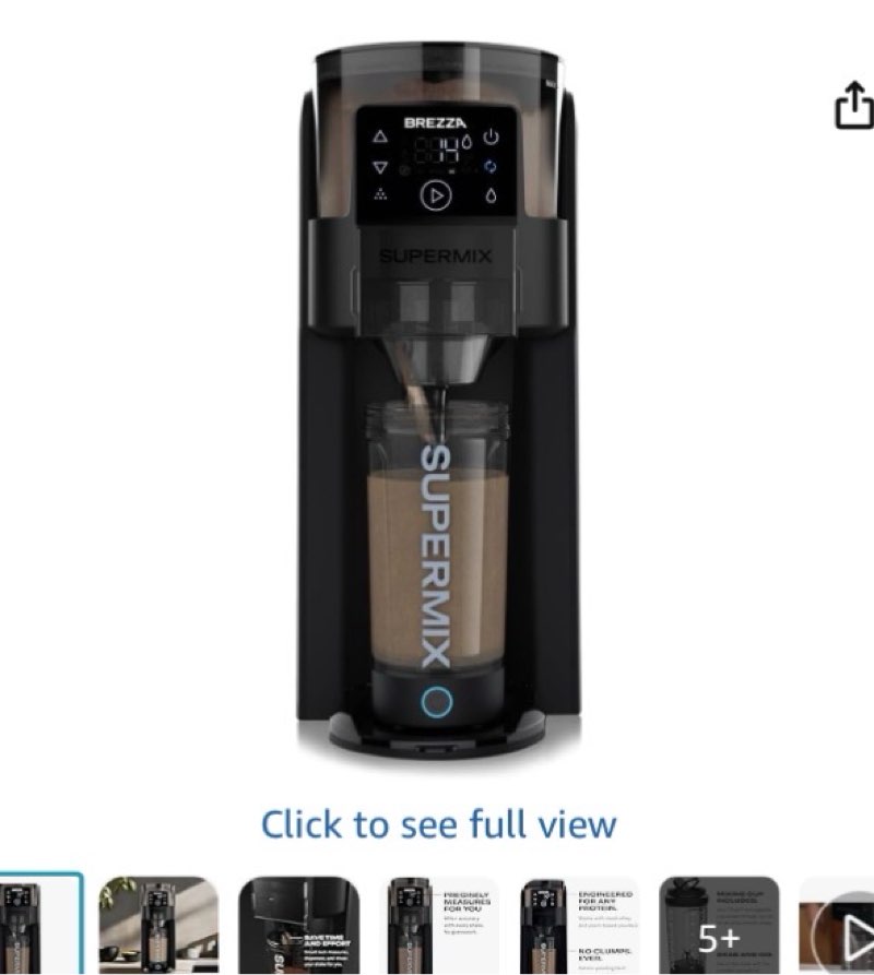 BREZZA Supermix Automatic Protein Shake Maker – Electric Powder Dispenser & Mixing Cup System | 24 o