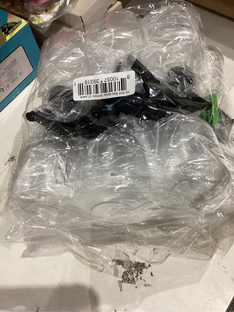 Condition photo showing As Is for Youngever 12 Pack Empty Plastic Spray Bottles, Spray Bottles for Hair and Cleaning Solutions (8 Ounce)