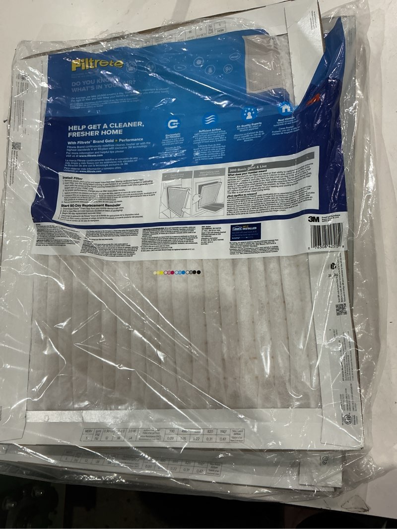 Condition photo showing New/Like New for filtrete 16-in w x 20-in l x 1-in merv 5 300 mpr basic dust and lint electrostatic air filter (3-pack)