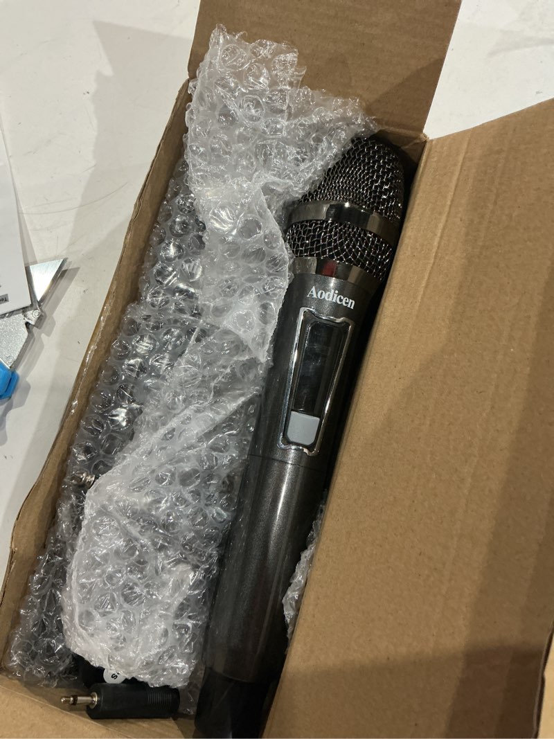 Condition photo showing Good Condition for wireless karaoke microphone, no delay handheld microphone system with rechargeable receiver, suitable for singing, teaching, church, weddings, and dj events (black, 2 microphone)