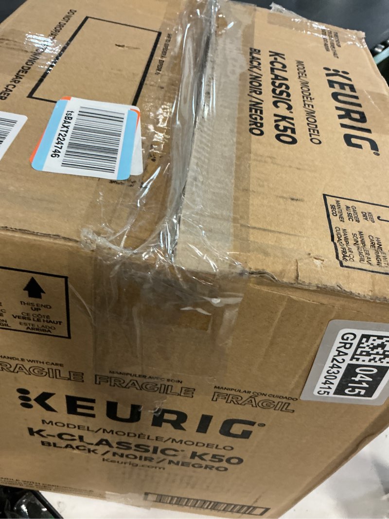 Condition photo showing As Is for Keurig K-Classic Single Serve K-Cup Pod Coffee Maker, with 3 Brew Sizes, 48oz Removable Reservoir, Black