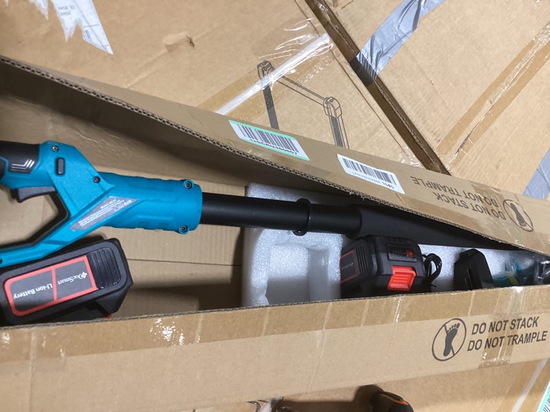 Condition photo showing Good Condition for Cordless Pole Saw&Mini Chainsaw,2-IN-1 6 inch Electric Handheld Chain Saw with 2pcs 2000mAh Rechargeable Batteries,Pole Saws with Extension Pole for Tree Trimming Wood Cutting,Ideal Gifts for Men Dad Blue Csp06-b2