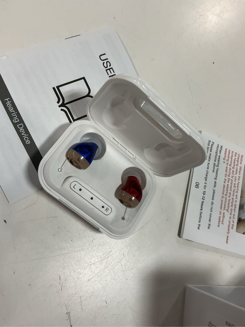 Condition photo showing Good Condition for invisible hearing aids for seniors with crystal sound, digital in-the-ear discreet & comfortable fit hearing aids with intelligent noise reduction, one button control, lasts up to 100 hours (beige)