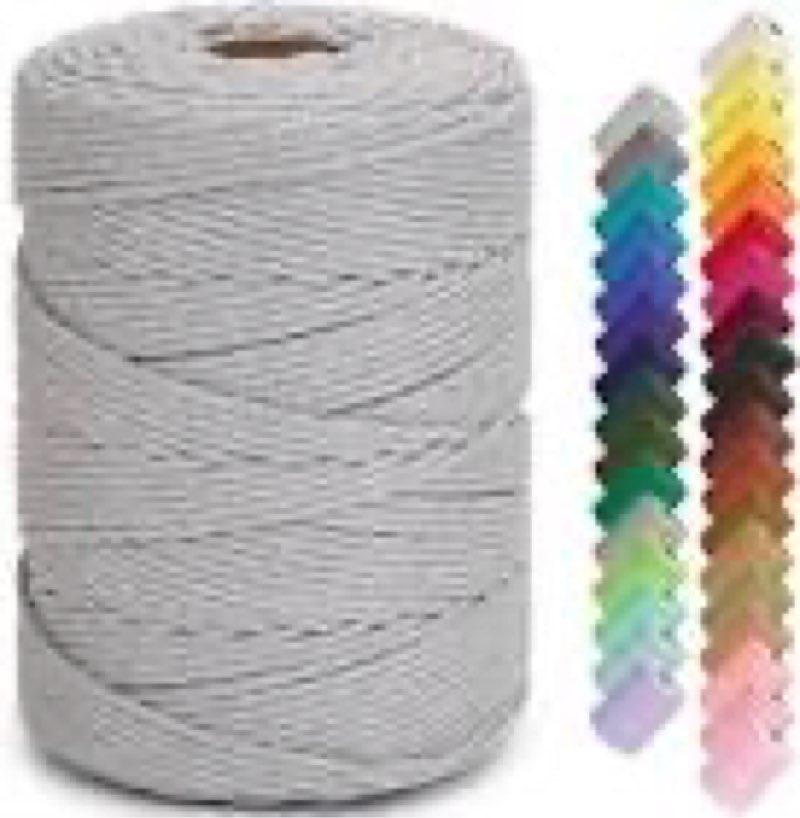 Macrame Cord 4mm x 328yards, Soft Colored Macrame Rope, Natural Cotton Cord for Plant Hangers, Wall Hanger, Decorative Projects(Light Grey) 4mm×328Yards Light Grey