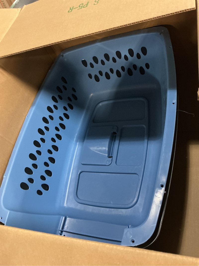 Condition photo showing Good Condition for Petmate Pet Porter Fashion Dog Kennel 26", Parisian Blue & Black, for Pets 20-25lbs, Made in USA 26.0"L x 18.6"W x 16.5"H Blue