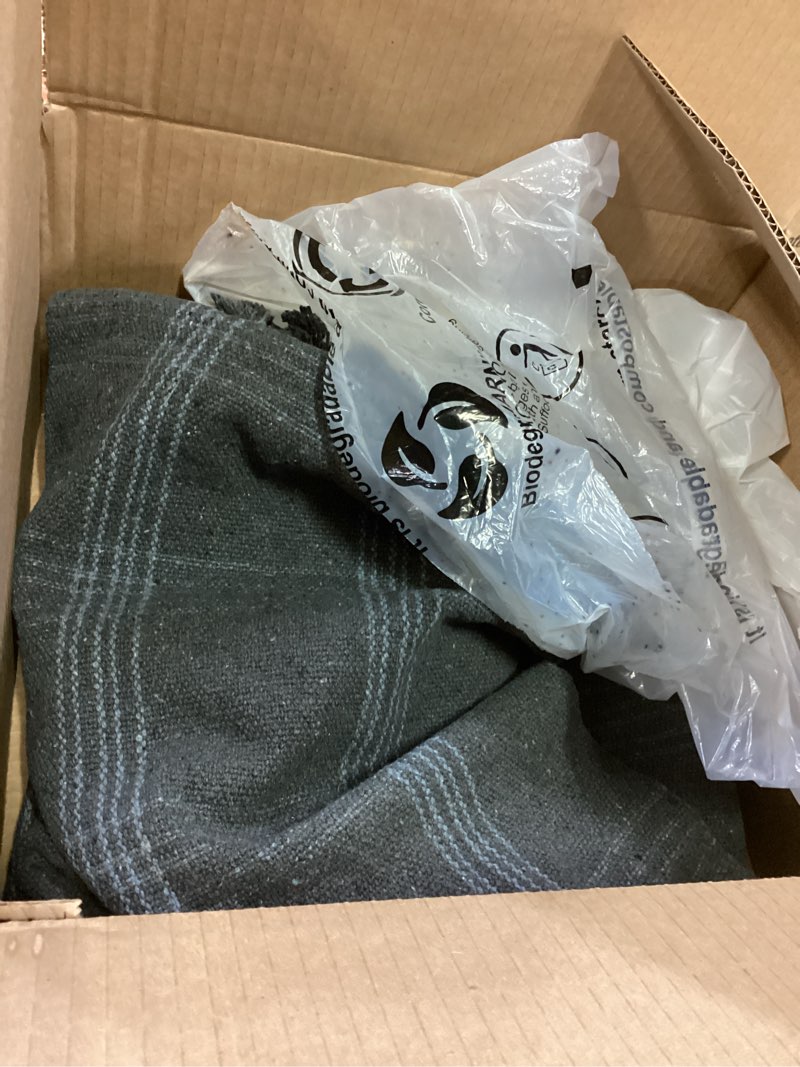 Condition photo showing Good Condition for Creative Co-Op Recycled Cotton Blend Throw Blanket with Fringe, Grey Plaid Grey One Size