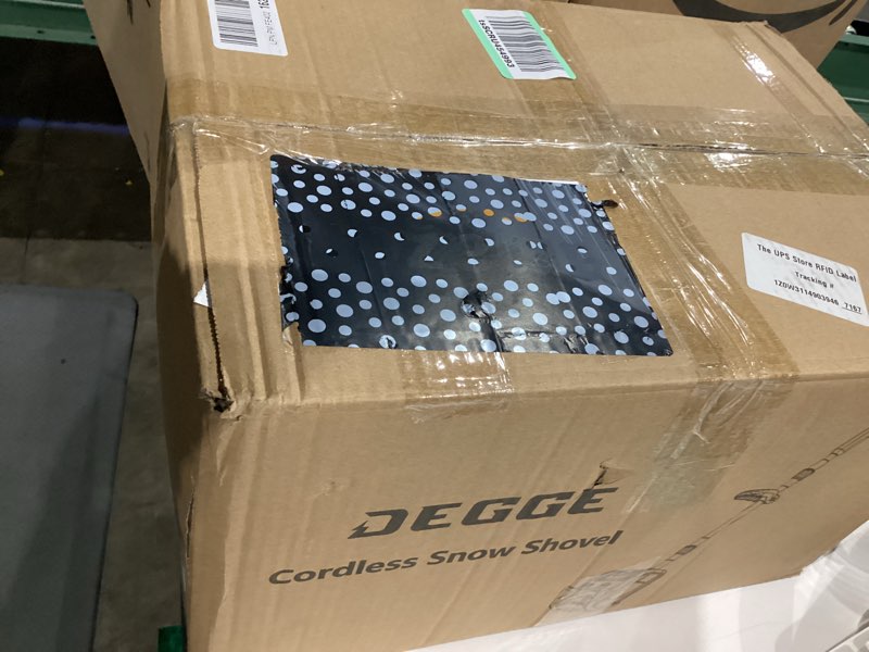 Condition photo showing New/Like New for DEGGE Electric Cordless Snow Shovel, 2X 3.0Ah/ 21V/ 12-Inch Battery Snow Blower with Directional Plate & Adjustable Front Handle, Snow Removal for Driveway Sidewalk, Steps, Patio (Charger Included) Blue