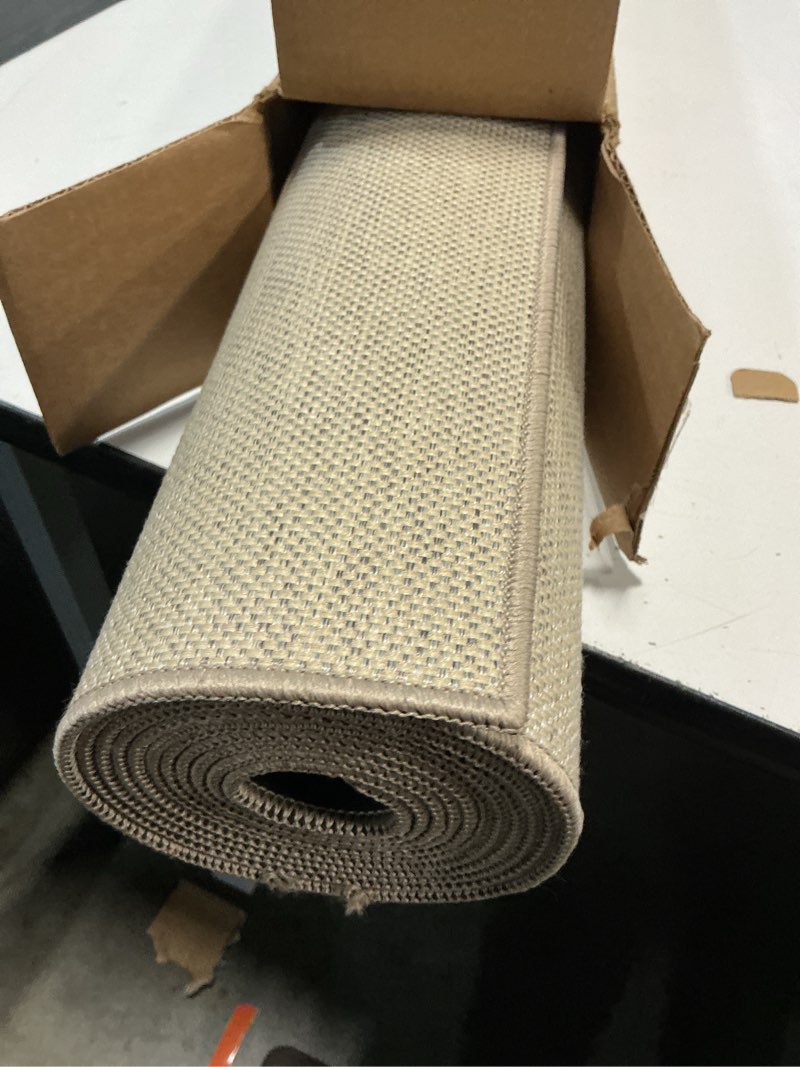 Condition photo showing Good Condition for color&geometry door mat 3'x10' runner rug with rubber backing, non slip washable hallway rug, carpet runners for hallway living room bedroom, heather khaki (rolled-up no creases) heather khaki 36"x120"