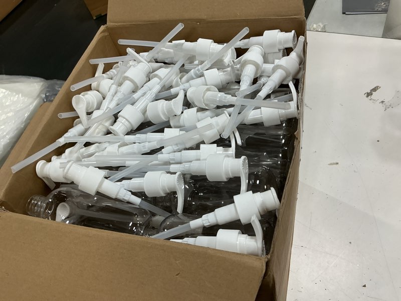 Condition photo showing New/Like New for Gerrii 60 Pcs 8 oz/ 250 ml Plastic Empty Pump Bottles Lotion Clear Refillable Plastic Bottles with Pumps Dispenser Portable Travel Container for Body Wash, Liquid Soap, Massage Oil(White Pump)