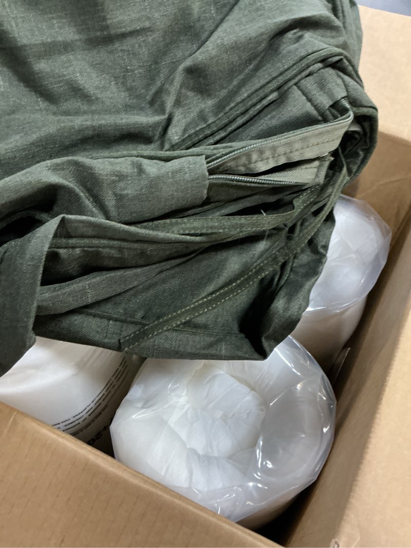 Condition photo showing New/Like New for adirondack chair cushions set of 4 - removable covers, water-repellent & fade-resistant faux linen, securing straps, non-slip bottom, fit for most outdoor adirondack & rocking chairs - olive green olive green 4