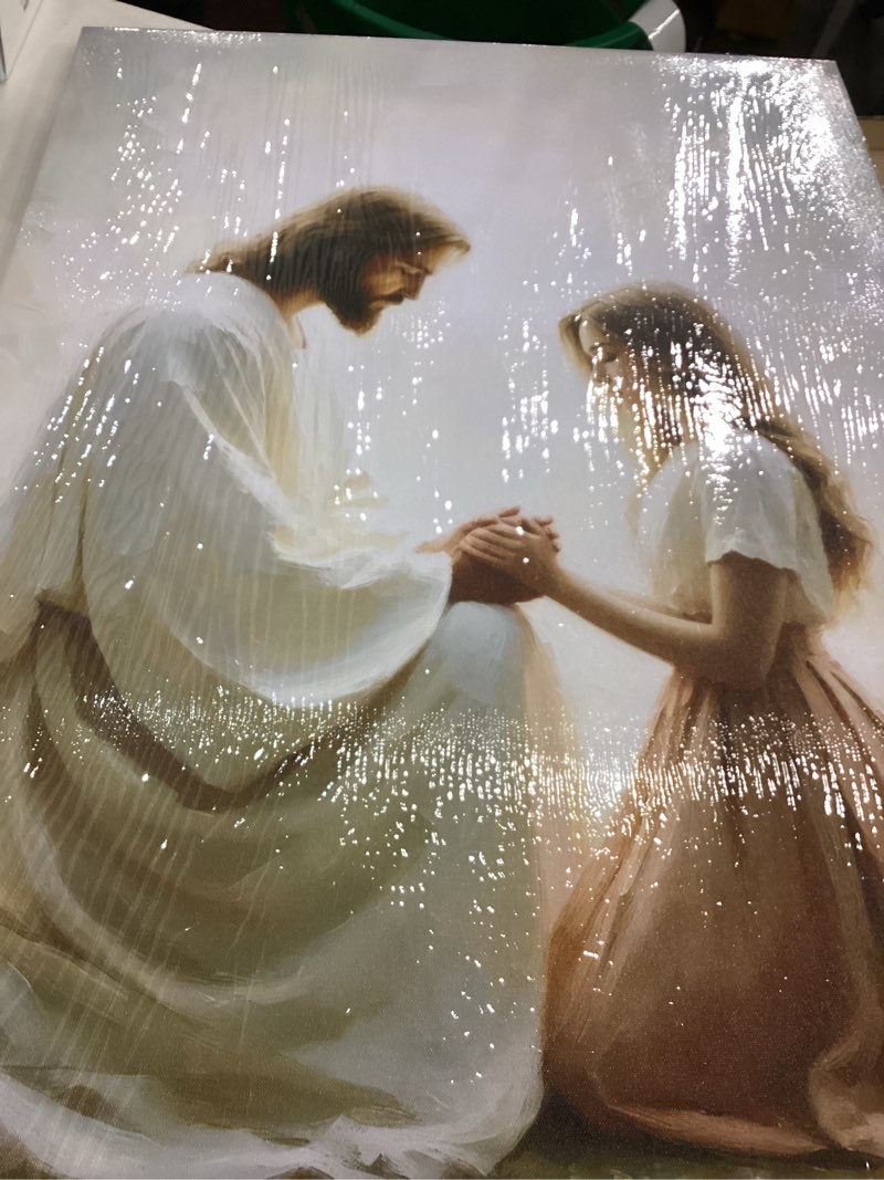 Jesus and Girl Praying Canvas wall art Jesus and Woman Painting Picture Wall Decor Modern Christian 