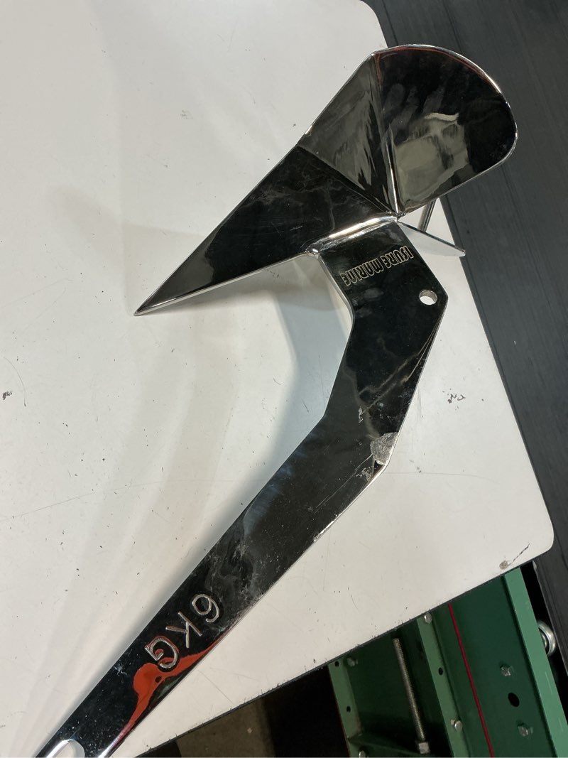Condition photo showing As Is for isure marine stainless steel delta/wing style boat anchor heavy duty triangular anchor 11lb / 13lb / 16lb /17.5lb / 22lb / 33lb / 35lb wing style triangle anchor 35 lb/16 kg