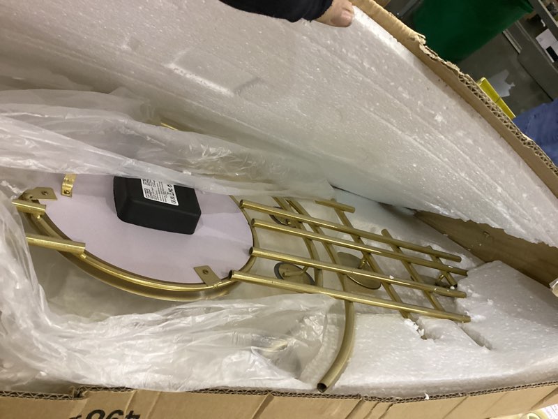 Condition photo showing Good Condition for Wall Clock for Living Room, Silent Quality Quartz Battery Operated, Golden Metal Decorative Large Wall Clock for Kitchen,Home,Bathroom,Bedroom Home Decor,14.6x36.3inch 498-golden