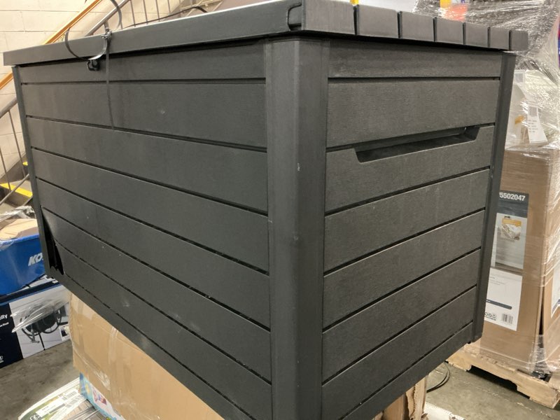 Condition photo showing As Is for 270 gallon resin deck box