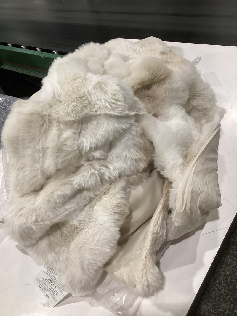 Condition photo showing Good Condition for (similar to stock photos, size unknown)joniyear soft fuzzy bubble faux rabbit fur throw blanket for couch chair reversible textured thick warm fluffy blanket for winter, luxury cozy puffy shaggy comfy furry blankets, cream white