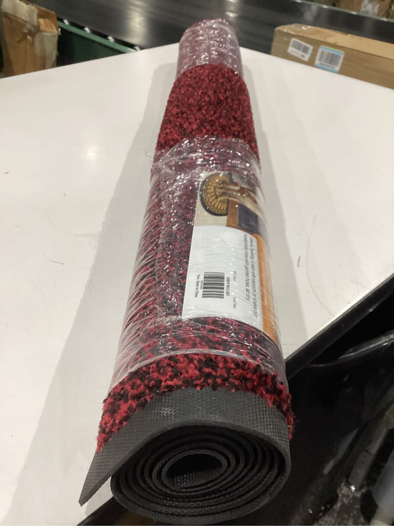 Condition photo showing New/Like New for mibao front door mat, dirt trapper welcome mat for outdoor indoor, non-slip waterproof doormat, durable machine washable low profile entry rug for back door outside patio porch, 60" x 36", red 3' x 5' (rectangular) black&red