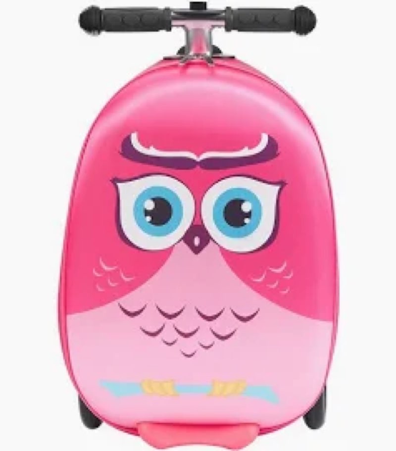 vevor ride-on luggage, 20 l capacity, 20 inches kids scooter suitcase with flash pu wheels, adjustab